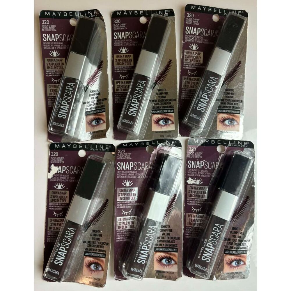 Maybelline Snapscara Easy On Lift Mascara 320 Black Cherry Lot of 6